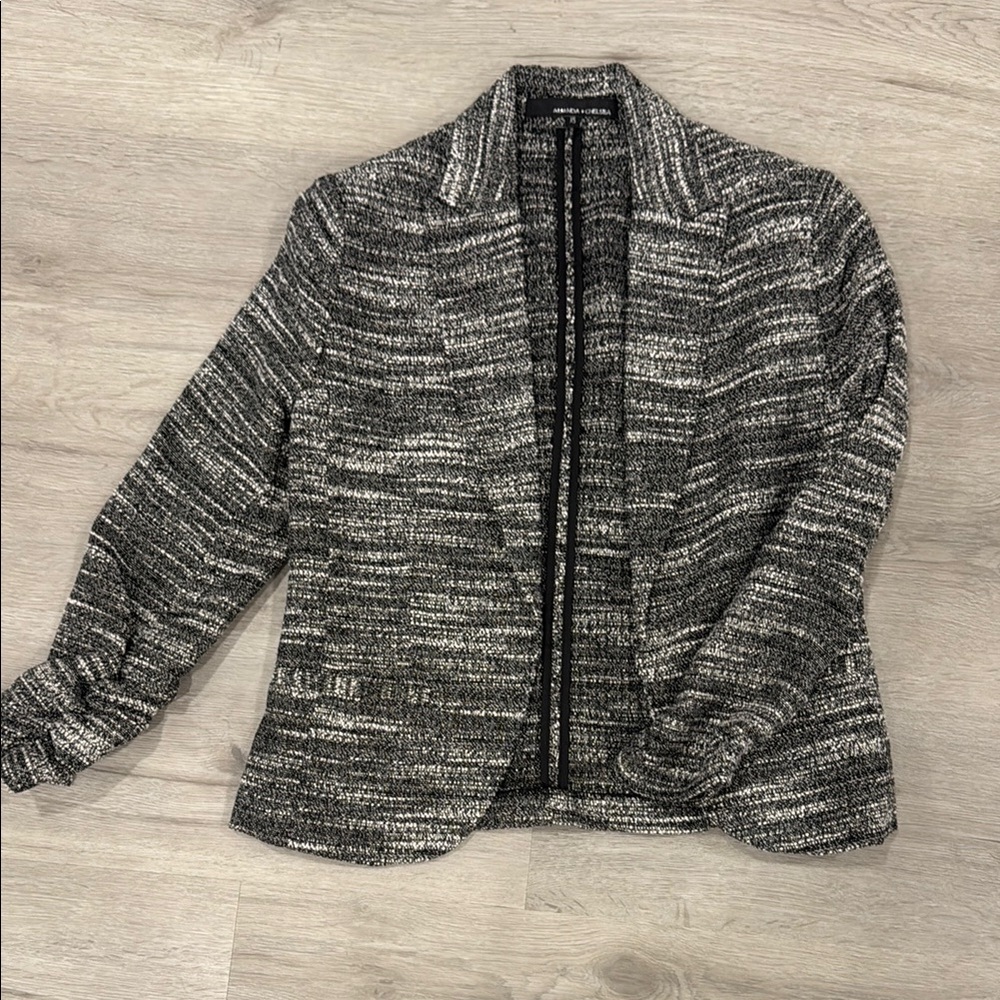 Amanda & Chelsea Black and Gray Blazer Classic Structured Design